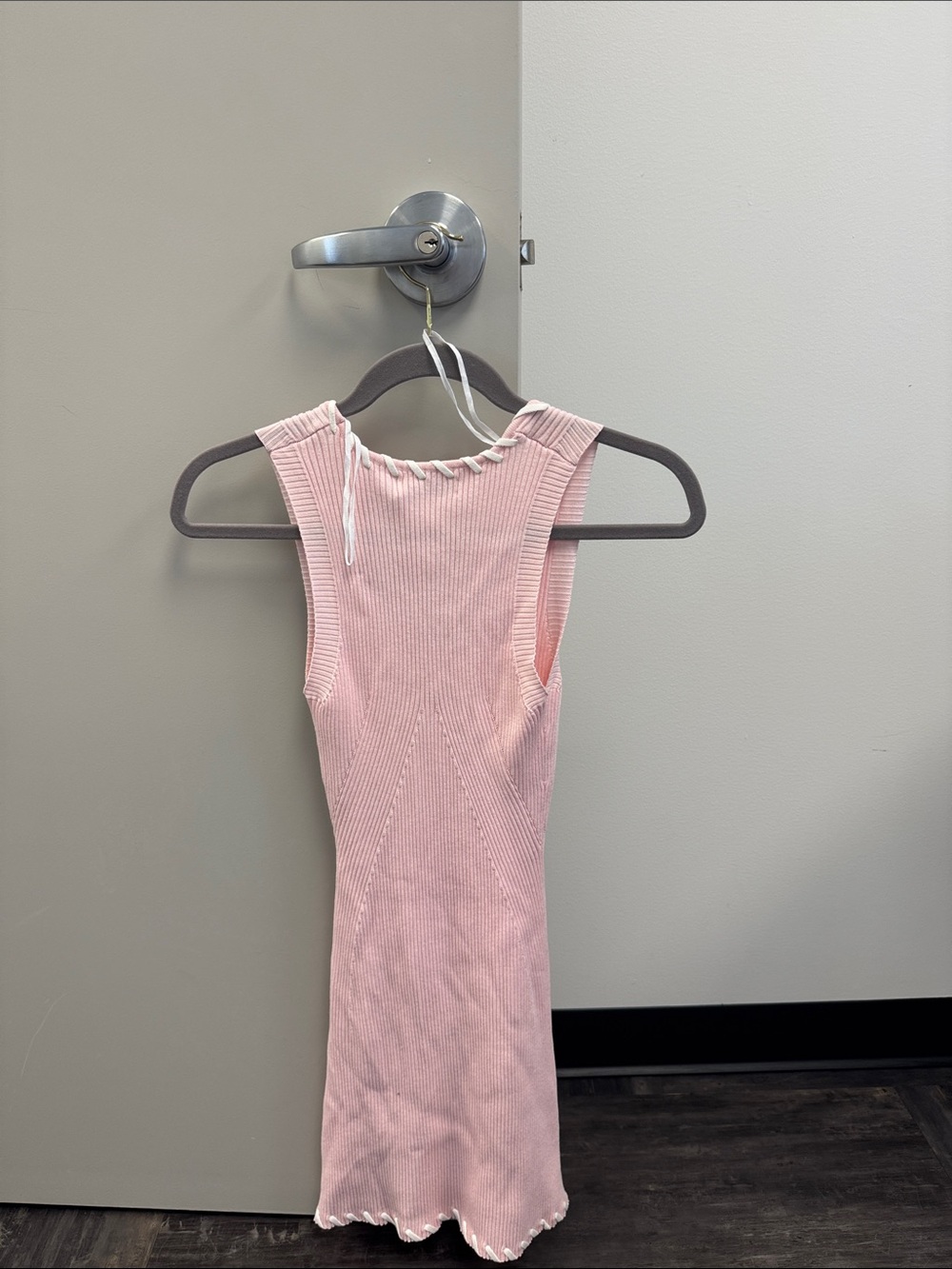 Mon Renn Pink Ribbed Tank Dress with Braided Trim - Picture 2 of 5